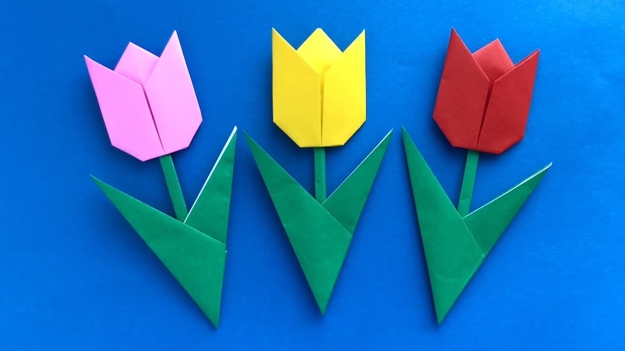 春の花折り紙平面チューリップの作り方 壁面制作origami tulip 介護士しげゆきブログ