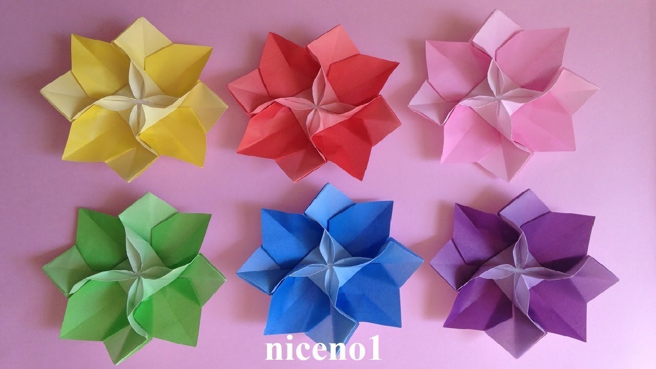 折り紙 花 1枚の折り方・作り方動画2 Origami flower tutorial （niceno1） 介護士しげゆきブログ