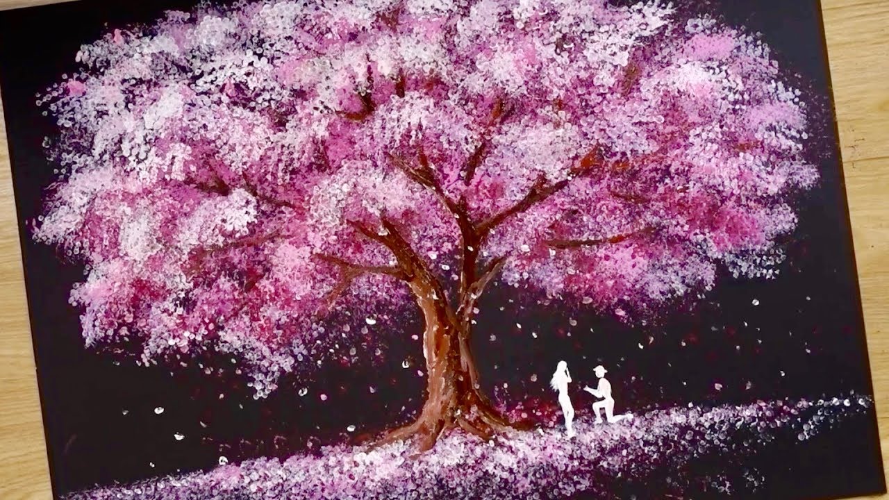壁面飾りに 真似でok 身近なものを使ってプロのような桜の木の絵を描く方法 介護士料理人しげゆき の料理 動物 レク動画他趣味まとめブログ