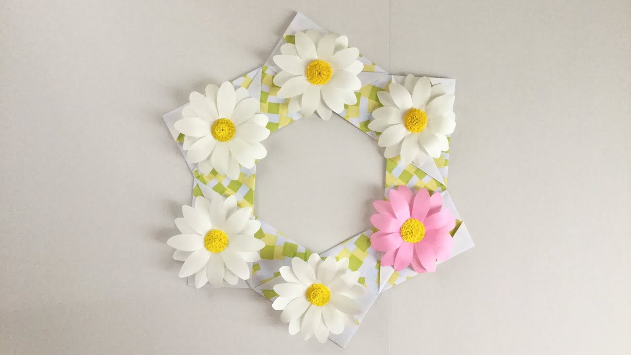 11月22日誕生花を工作 マーガレット アロエ 花言葉 折り紙 マーガレットのリース Origami Margaret Wreath 介護士しげゆきブログ