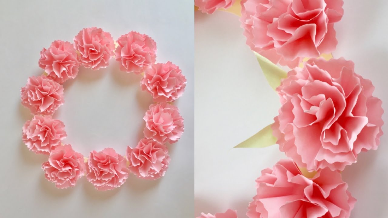 12月2日誕生花を工作 カーネーション 花言葉 折り紙 カーネーションのリース Paper Carnation Wreath 介護士しげゆきブログ