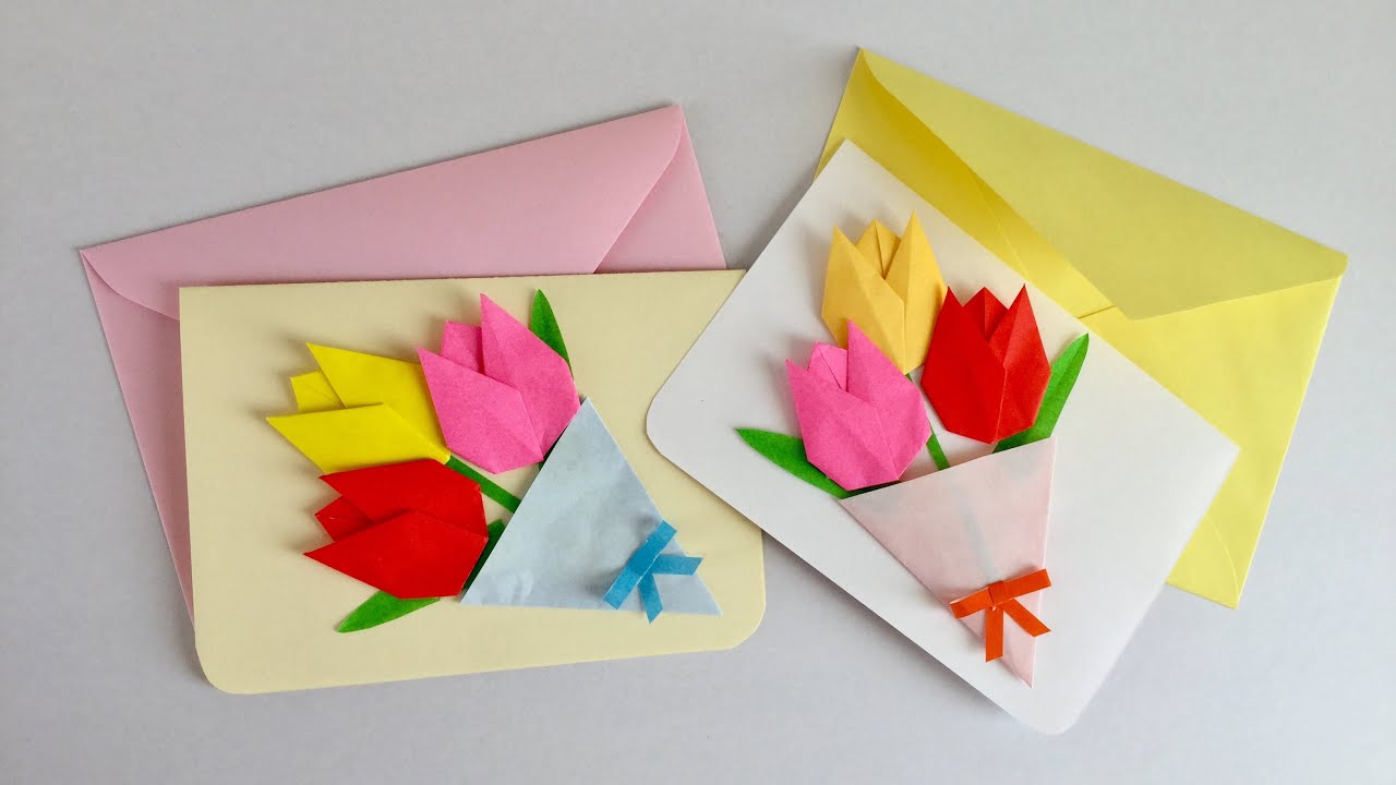 4月8日誕生花を工作 白のチューリップ 花言葉 育て方 折り紙 画用紙 チューリップの花束のカード Card Of Tulip Bouquet 介護士しげゆきブログ