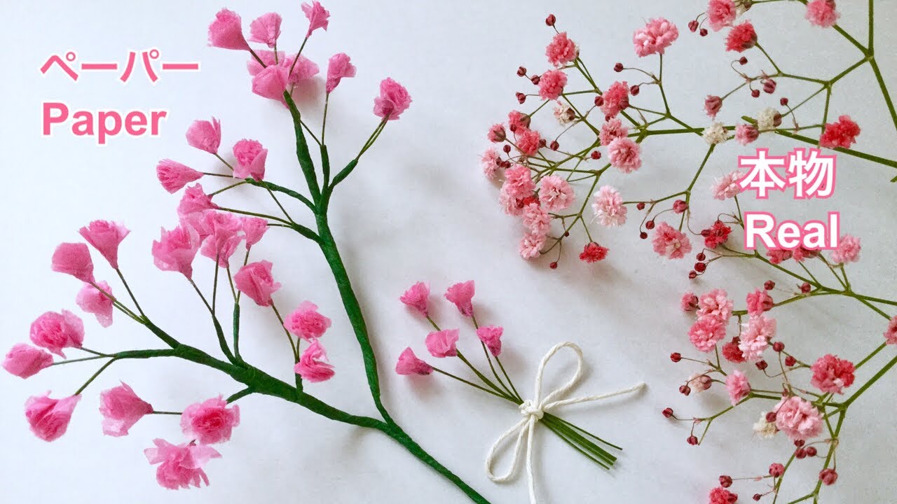 4月4日誕生花を工作 かすみ草 花言葉 育て方 お花紙 ピンクのカスミソウ Tissue Paper Pink Baby S Breath 薄給介護士しげゆき のレク動画まとめサイト