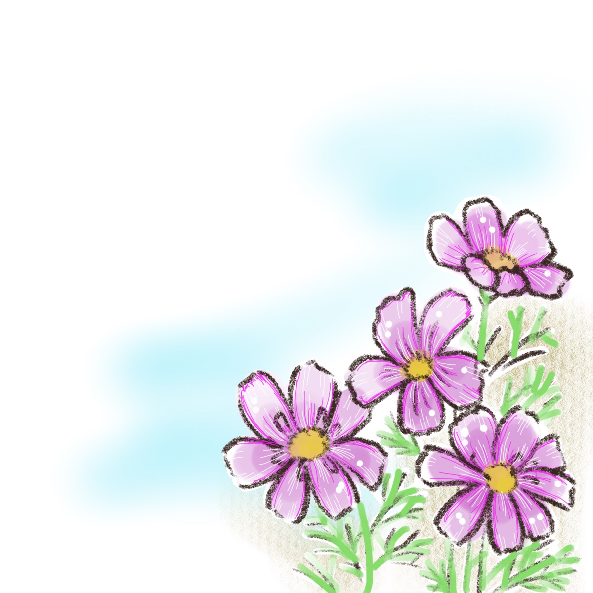 10月に咲く花の描き方 秋桜 ダリア 山茶花 シクラメン パンジー ガーベラ 等 レクリエーションや壁面制作に 介護士しげゆきブログ