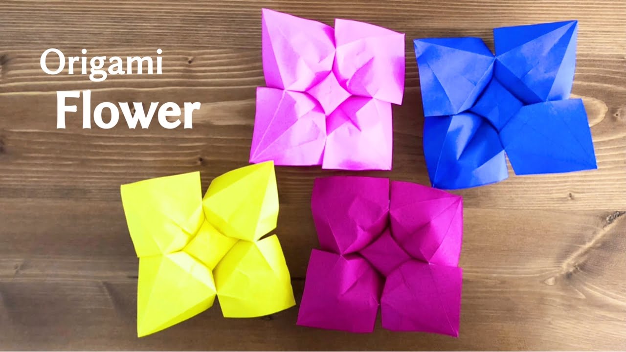 折り紙1枚でできる 簡単 可愛い 花 立体 の折り方 Origami Flower 介護士しげゆきブログ