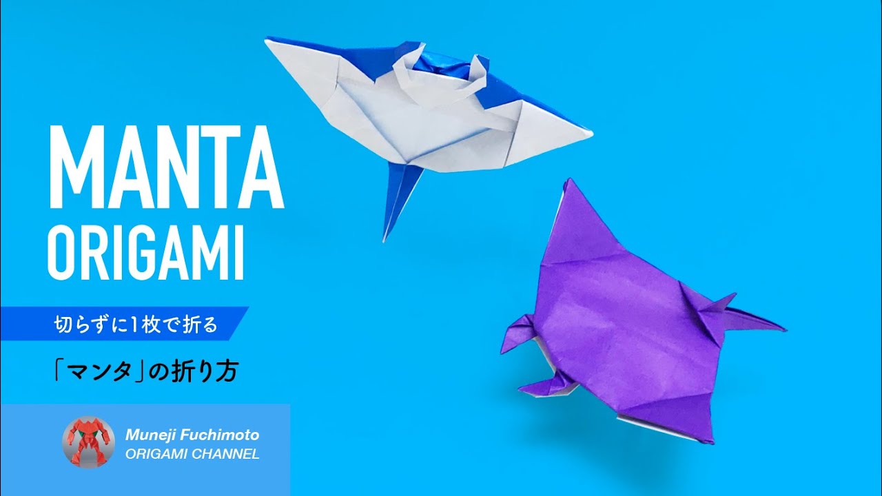 海の生き物「立体折り紙」マンタ（manta origami）の折り方・作り方