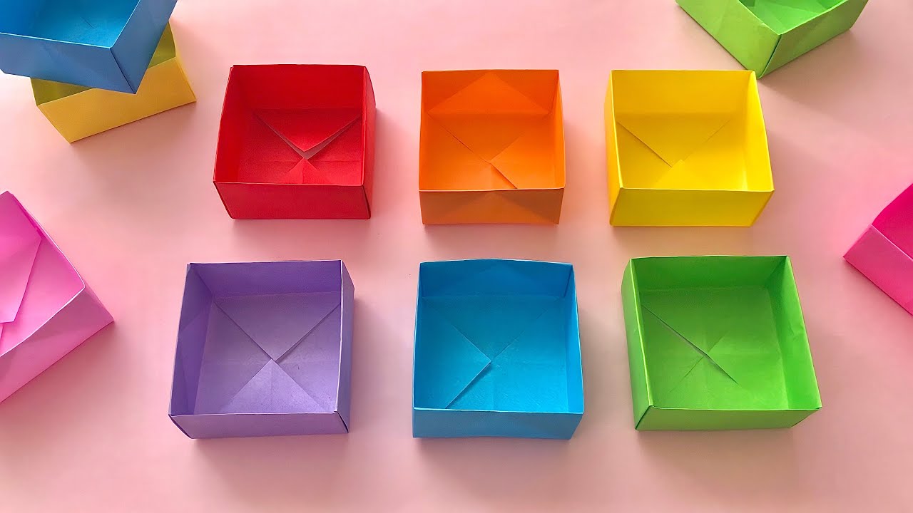 折り紙1枚のみで作れる 箱 小物入れの折り方・作り方動画 ハサミノリ不要【Origami】How to make Box DIY Paper  Craft | shigeyuki.net