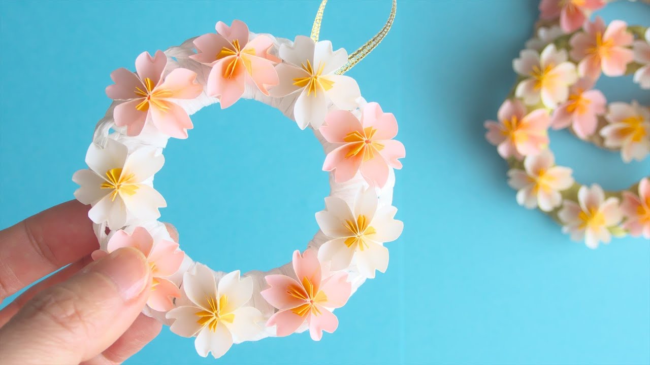 折り紙で作る小さな桜のリースで、お部屋に春の訪れを DIY How to Make