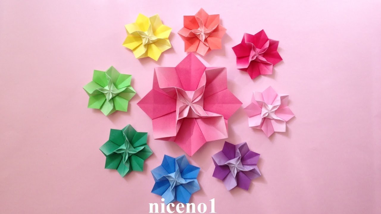紙と糊だけで作る折り紙花の折り方！美しい花が簡単に作れる方法を紹介Origami flower tutorial （niceno1